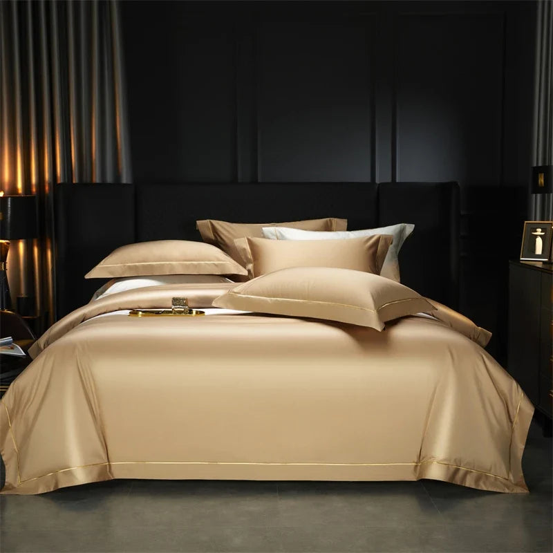 1000TC Egyptian Cotton Luxury Embroidery Solid Color Hotel Style Bedding Set