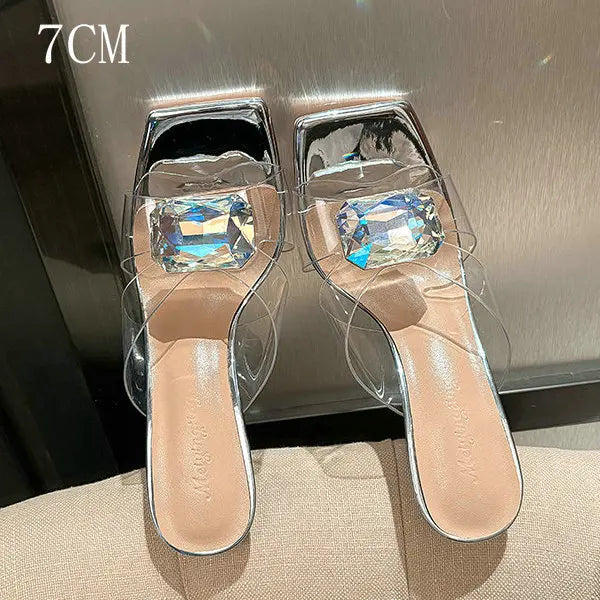 Big Diamond Rhinestone Transparent Sandals