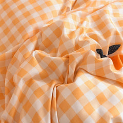 Ins Orange Checkerboard Duvet Cover Flat Sheet Pillowcases Twin Full Double Size Pink Blue Bedding Set