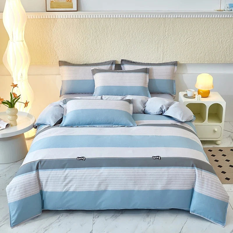 Pastoral Printed Quilt Covers 1PCS All Cotton Soft Comforter Cover Strip Simple Duvet Cover for Single Double Bed of 120 200