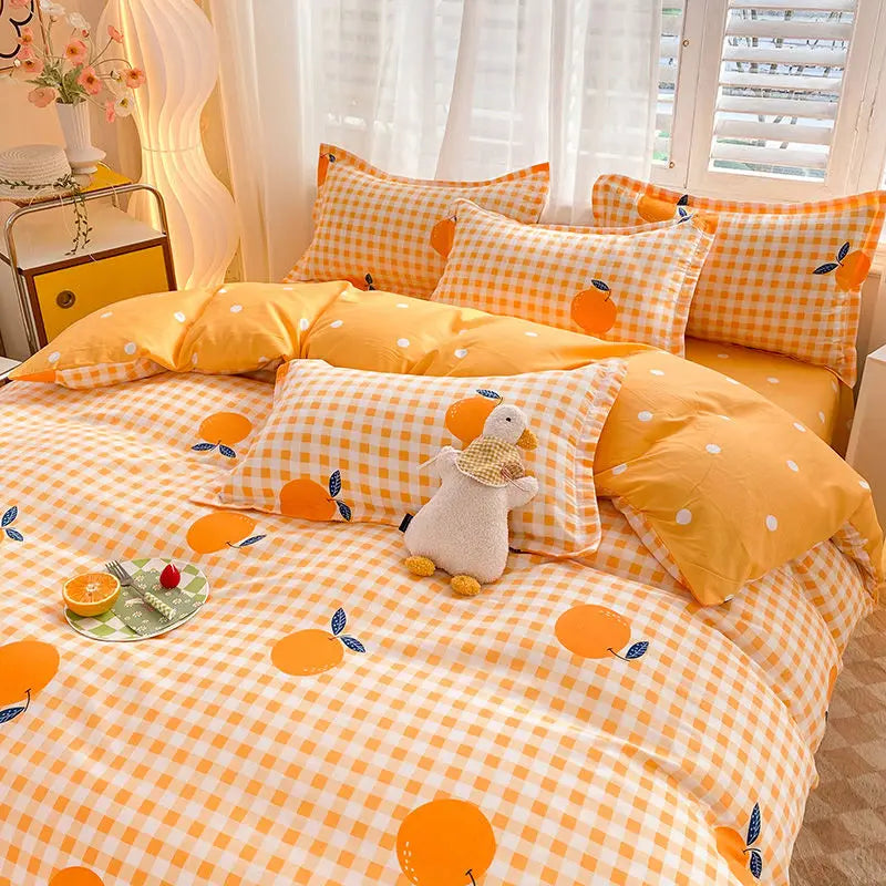 Ins Pink Flowers Bedding Set
