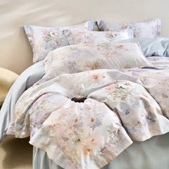 600TC Egyptian Cotton Flowers Print Queen King Size Luxury Bedding Set