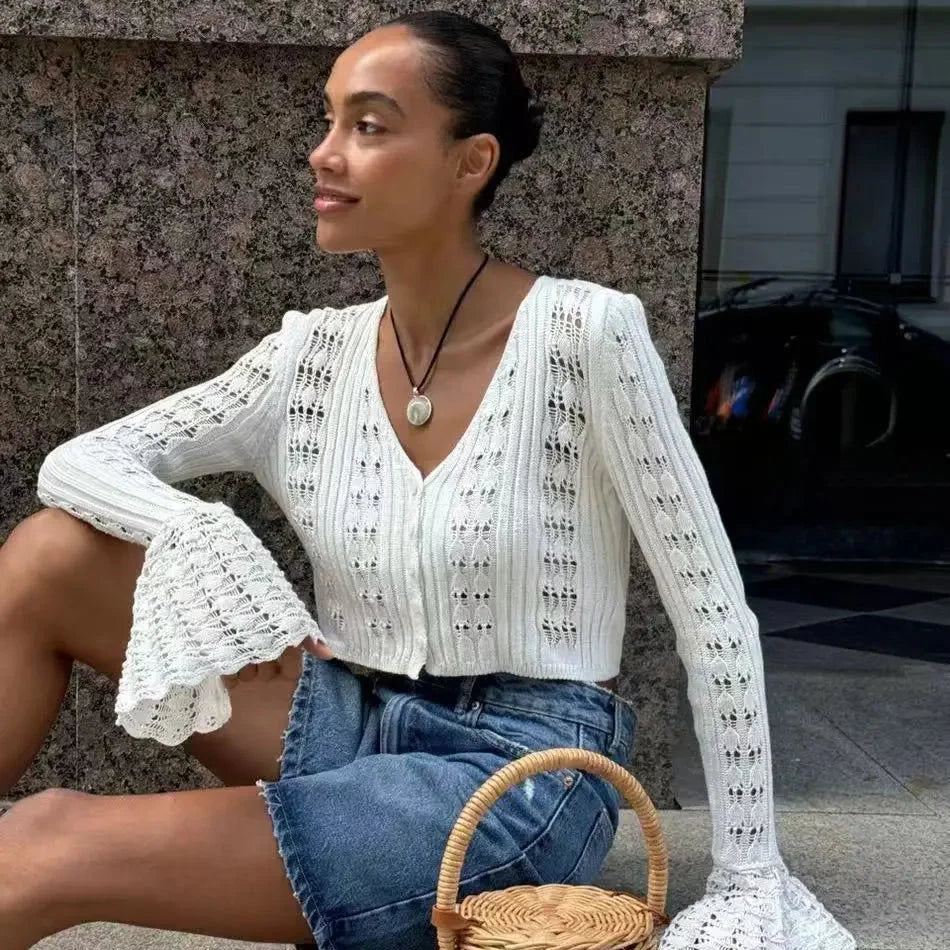 Coasting Through Hollow Out Knitted Cardigan