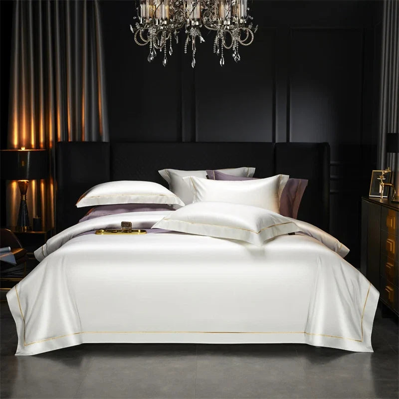 1000TC Egyptian Cotton Luxury Embroidery Solid Color Hotel Style Bedding Set