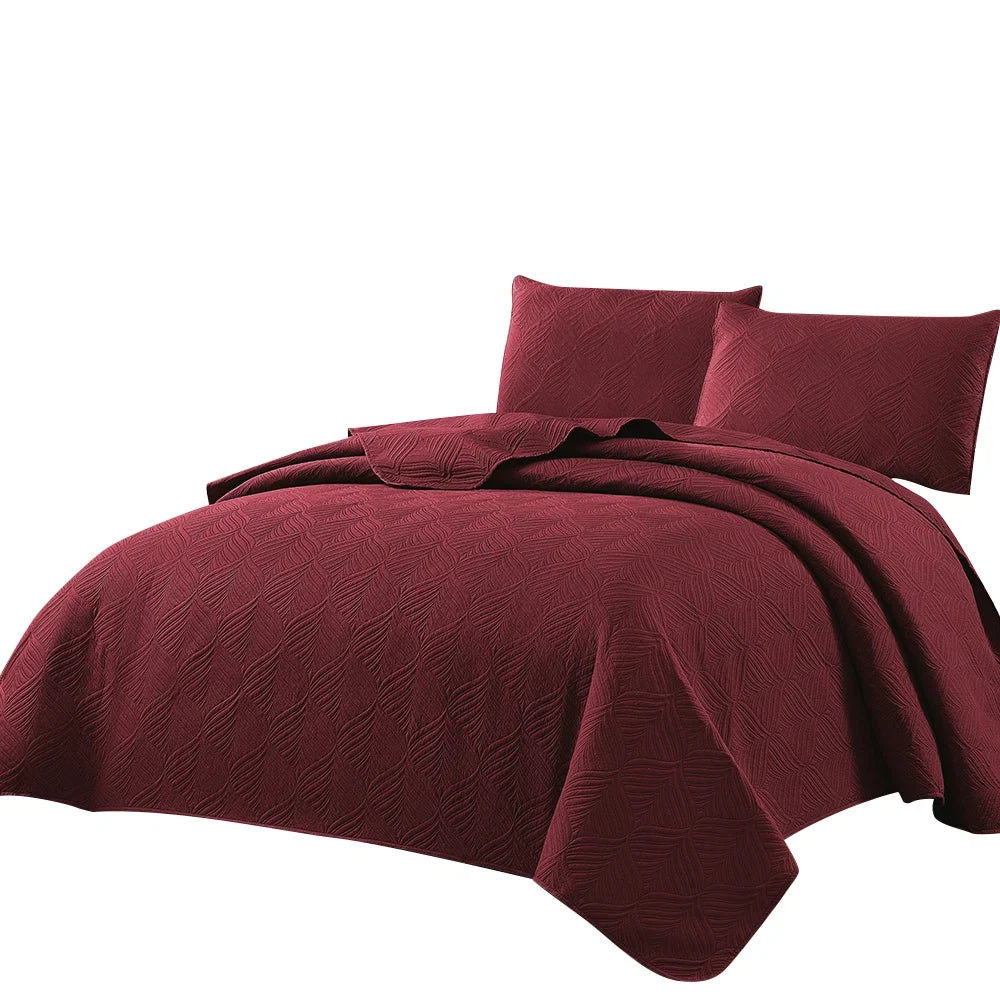 3pcs Luxury Quilted Microfiber Bedspread Coverlet Bedding Set