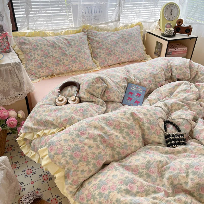2025 Washed 4PCS Duvet Cover Set All Seasons Bedding Set