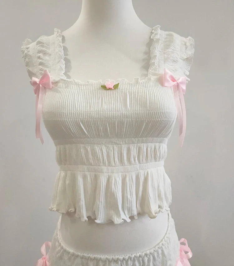 Sugar Rose Coquette Style Ribbon Top