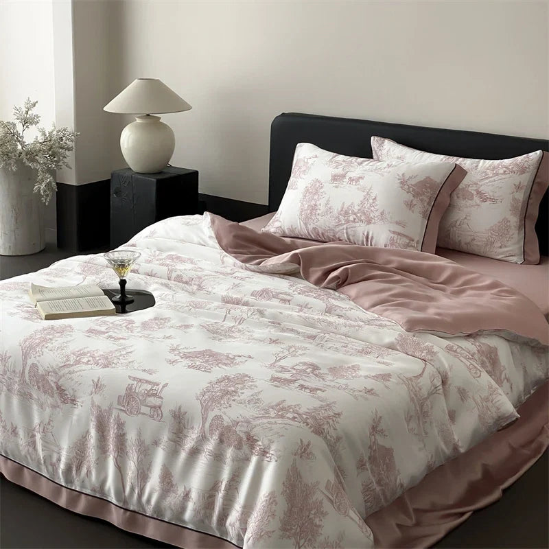 Luxury Organic Bamboo Soft Silky Printing Bedding Set