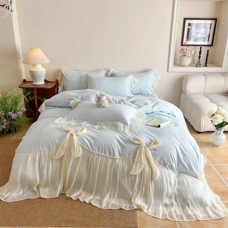4Pcs Luxury Princess Wedding Style Bedding Set