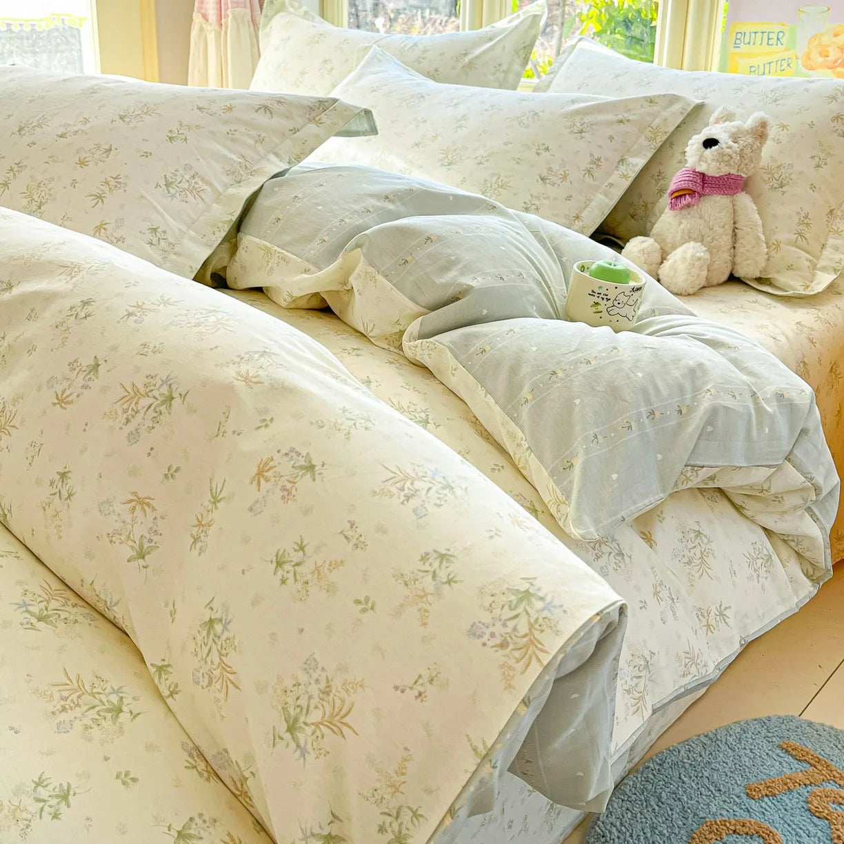 Pastoral Style Florals 100% Cotton Duvet Cover Soft Skin Friendly Single Double Bed Covers Pillowcases Queen King Bedding Set