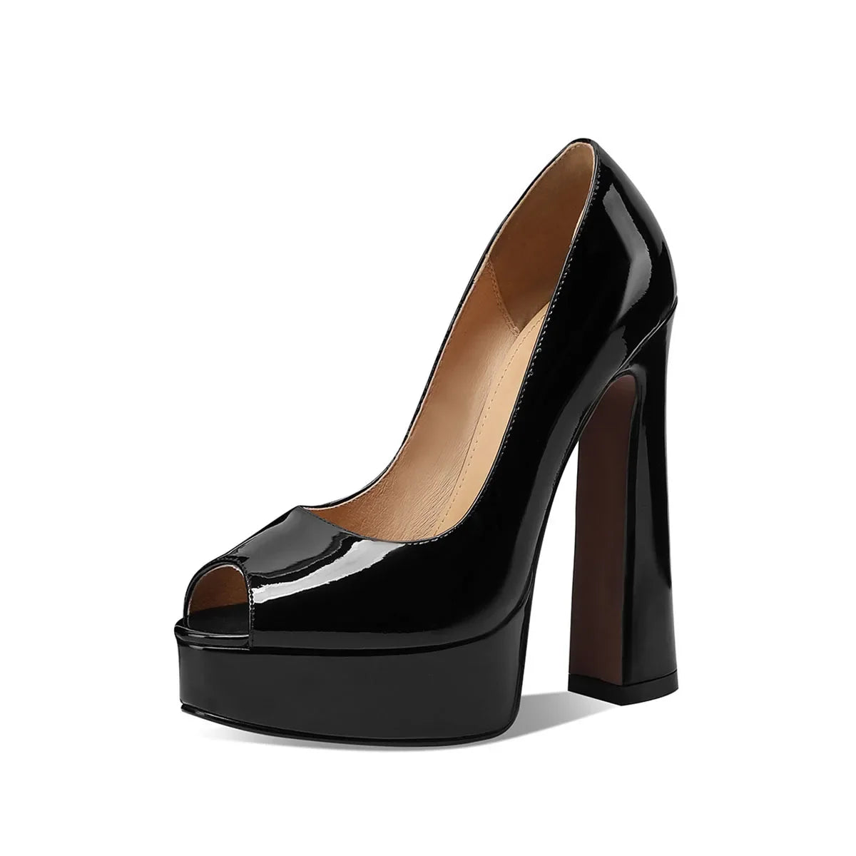 Cow patent leather peep toe Pumps