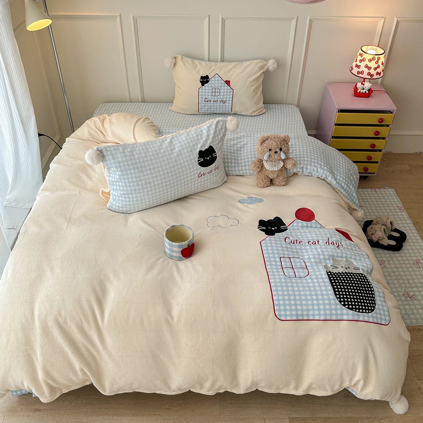 Milk Velvet Autumn Winter Warm Bedding Set