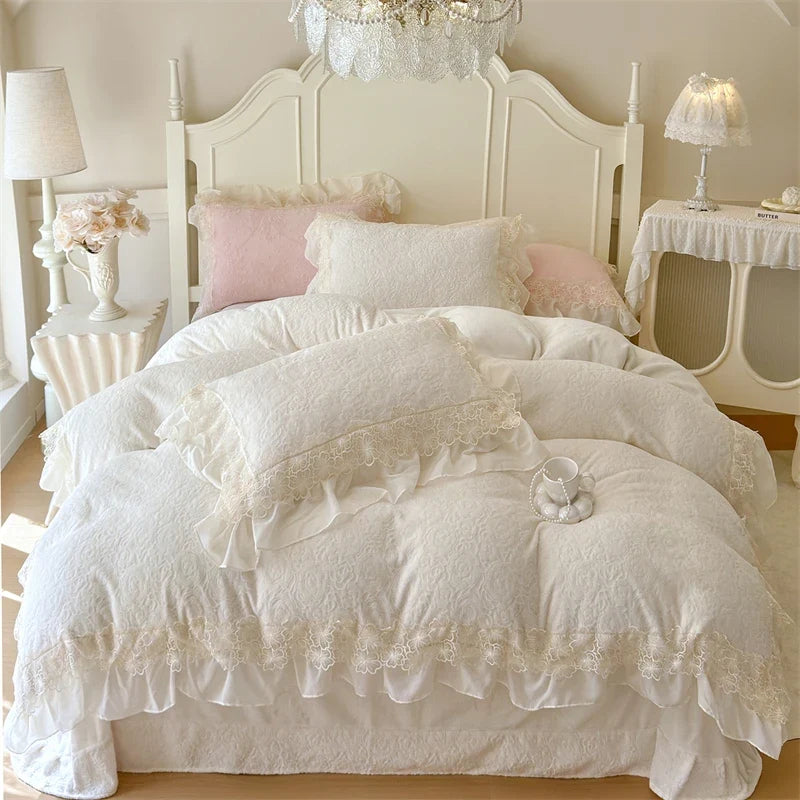 Romantic Lace Ruffles Princess Style Bedding Set