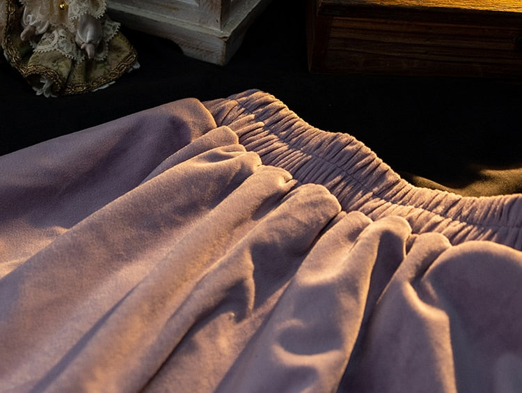 Violet Velvet Layered Ruffle Cottagecore Skirt