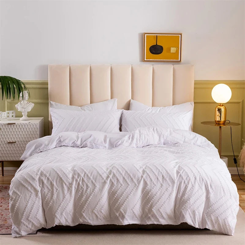 2pcs/3pcs Wave Tufted Design Duvet Cover Set for All Seasons Queen Size Comfortable Soft Comforter Cover Bedding Set