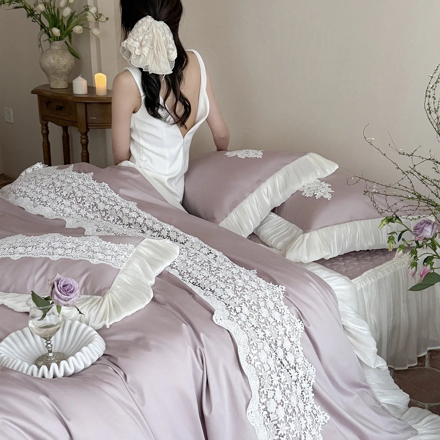 Long Staple Cotton Lace Bedding Set