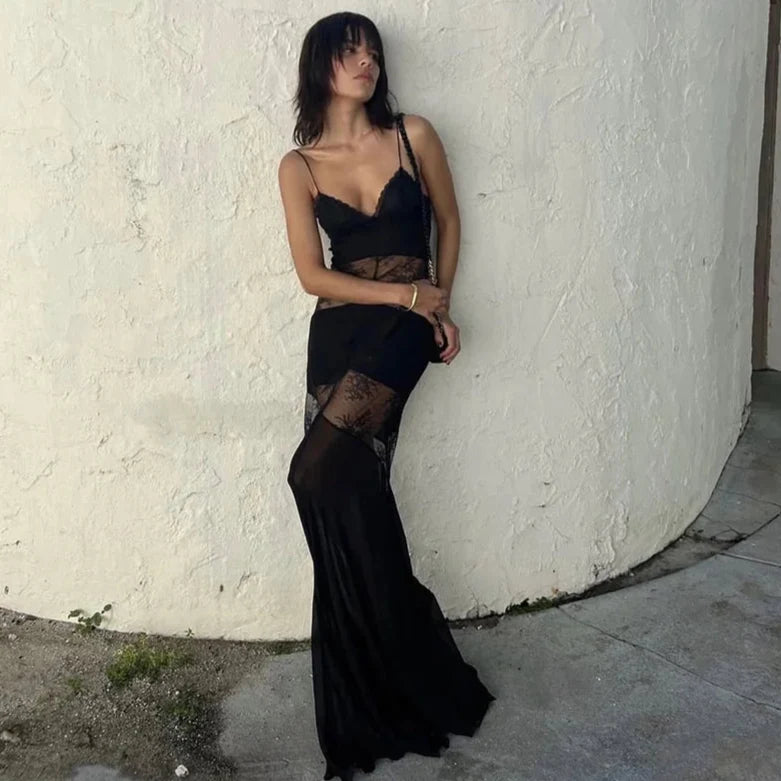 Noelia See Through Sling Maxi Dress
