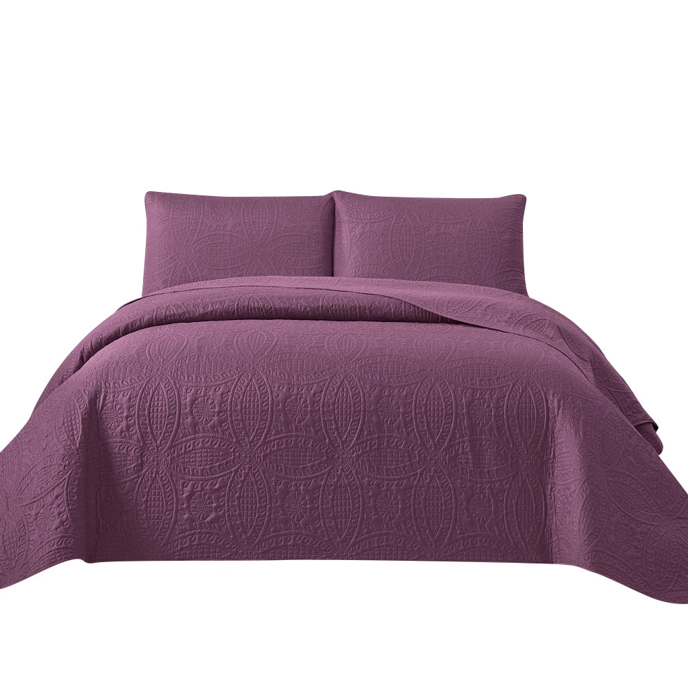 3pcs Luxury Quilted Microfiber Bedspread Coverlet Bedding Set
