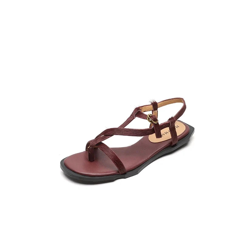 cowhide horsehair low Heel