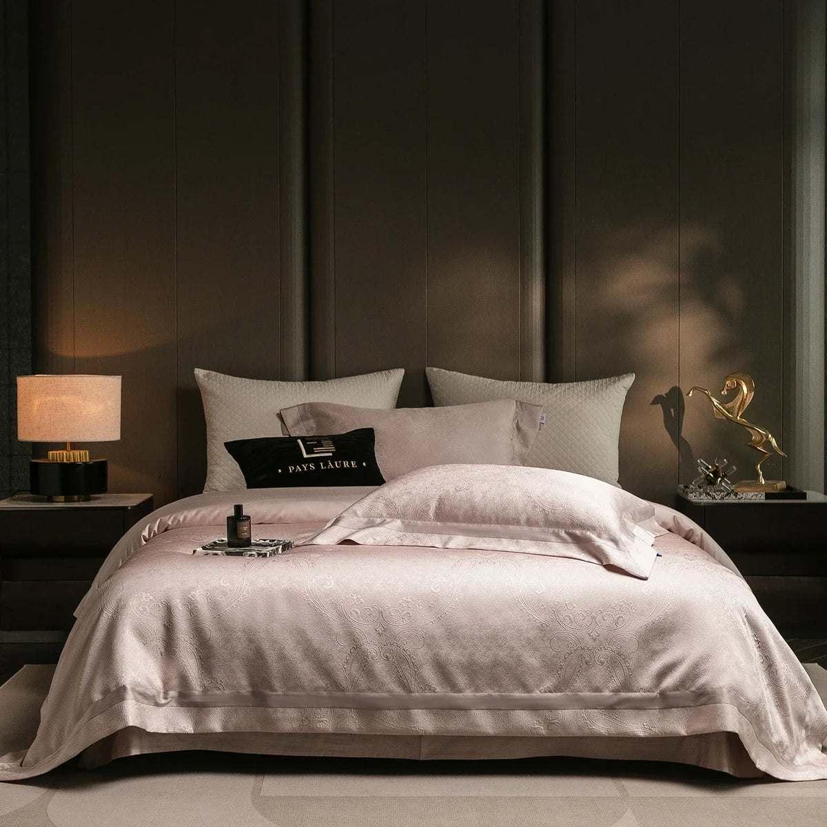 Thick Woven Embossed Jacquard Lyocell Cotton Bedding Set, Soft Silky Duvet Cover Set, Pillowcases, Bed Sheet/Fitted Sheet, 4Pcs