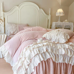 Korean Style Princess Four Layers Lace Ruffles Bedding Sets