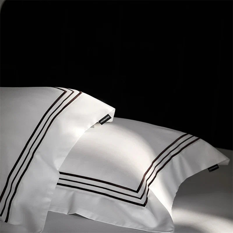 1000TC Egyptian Cotton Solid Color Hotel Style Luxury Embroidery Bedding Set