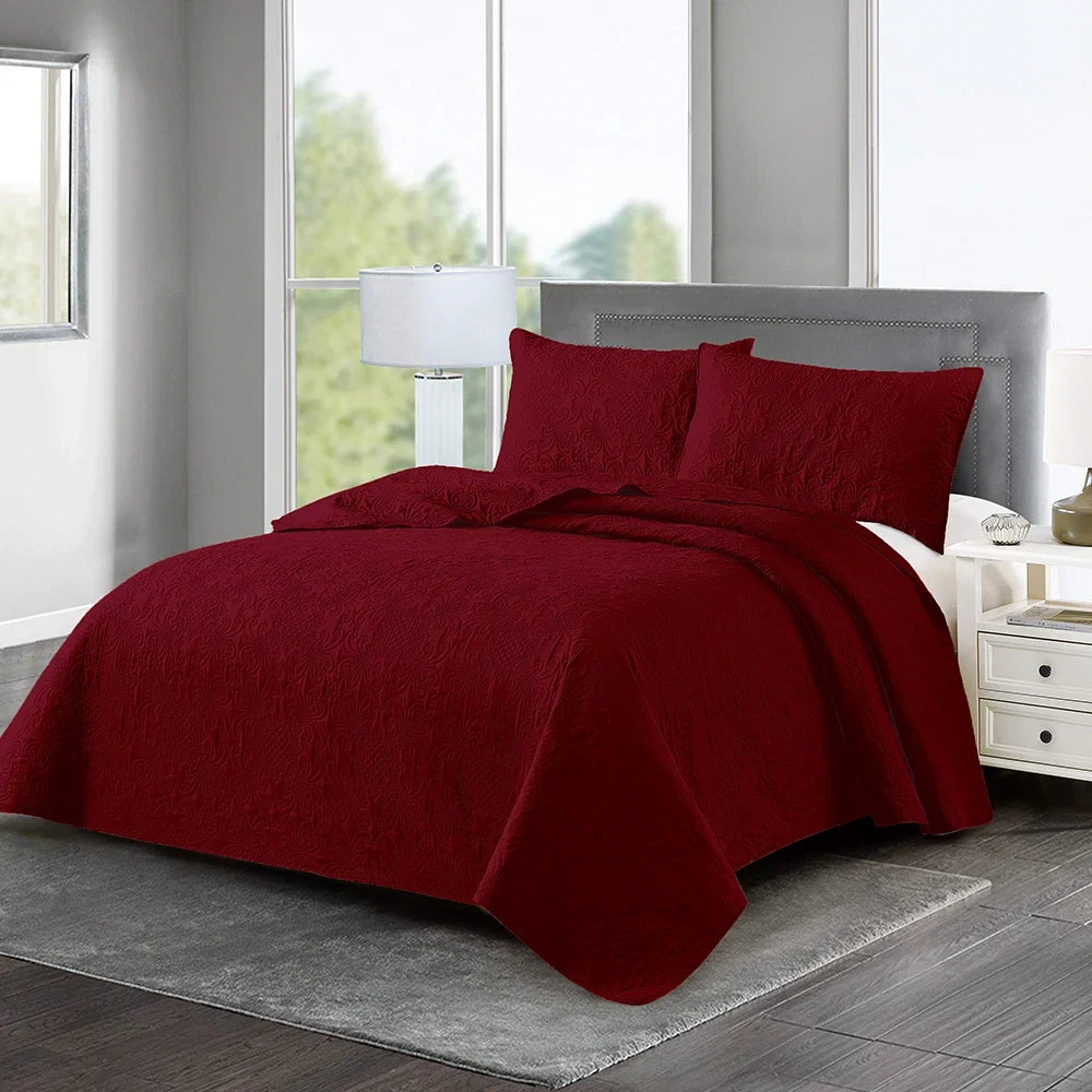 3pcs Luxury Quilted Microfiber Bedspread Coverlet Bedding Set