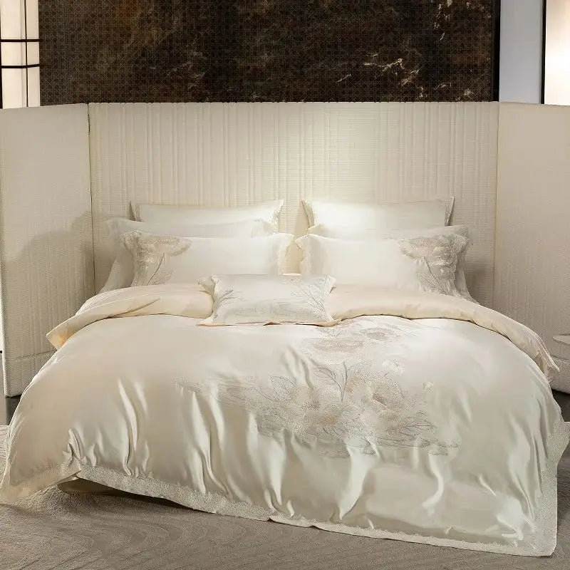 Green Brocade Egyptian Cotton Soft Silky Luxury Bedding Set