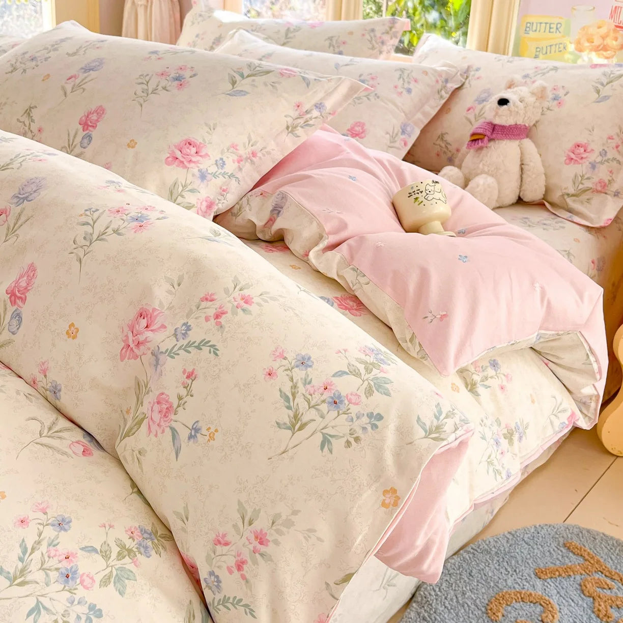 Pastoral Style Florals 100% Cotton Duvet Cover Soft Skin Friendly Single Double Bed Covers Pillowcases Queen King Bedding Set