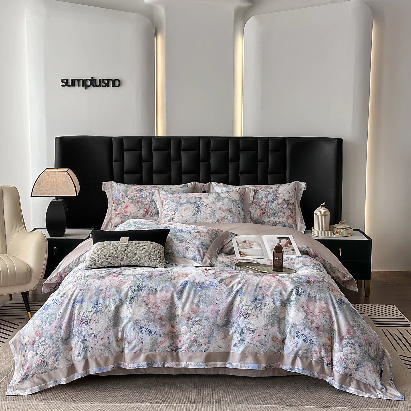 Flowers Print Luxury Queen King Size Bedding Set