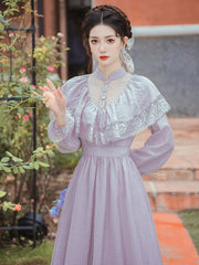 Vestido vintage eduardiano de ninfa lila