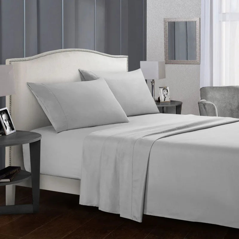 Solid color bed linen set sheets full sets mattress cover flat and fitted sheet with pillowcases Twin Full Queen King Size