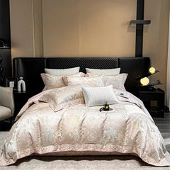 1000TC Egyptian Cotton Flowers Jacquard Embroidery Luxury Bedding Set