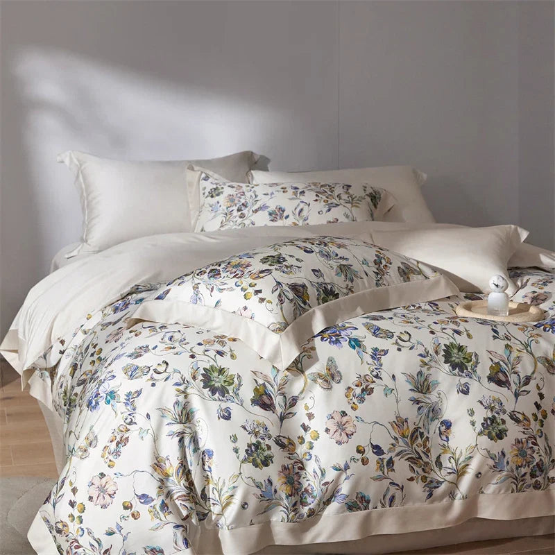 Luxury Watercolor Floral Print Bedding Set