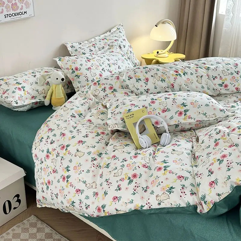 Cute Duvet Cover Set Flat Sheet Pillowcase No Filler Fashion Twin Double Queen Size Kids Adult 2024 Bedding Linens