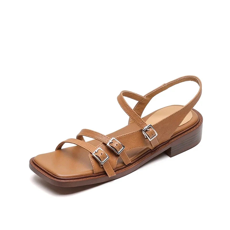 leather cowhide thick Heel
