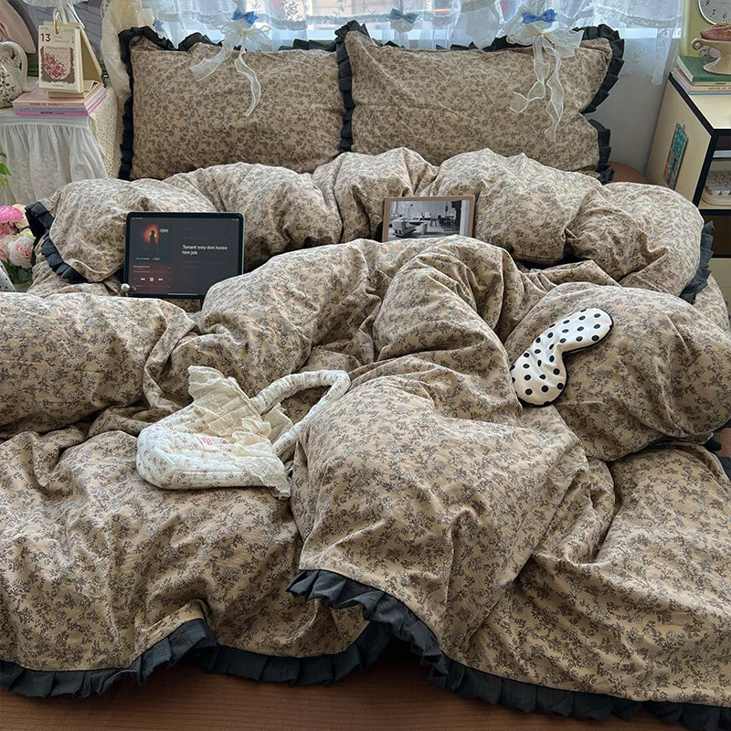 Korean Style Lace Ruffle Bedding Set