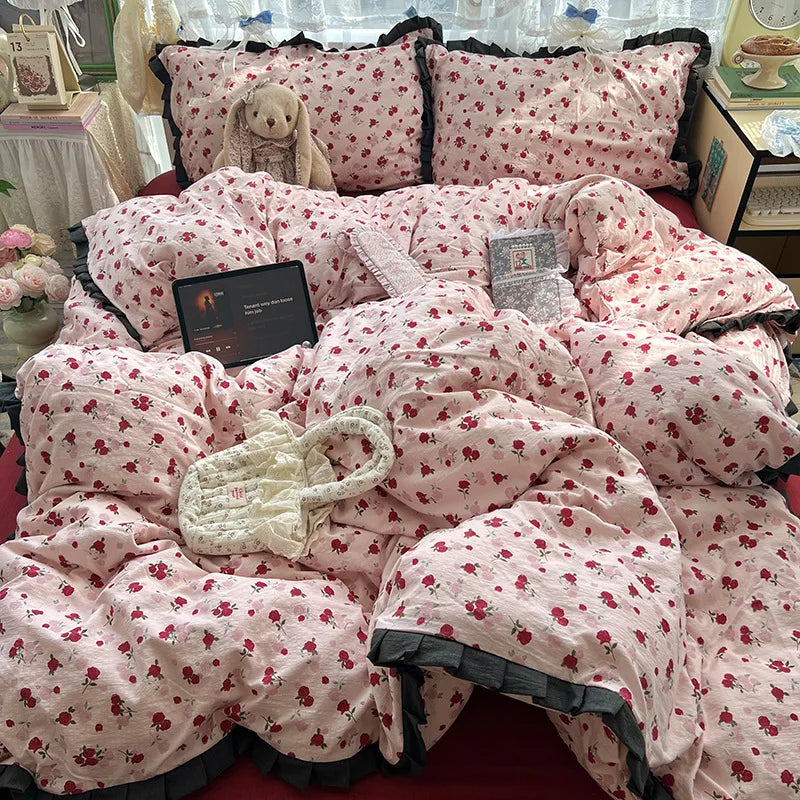 Korean Style Lace Ruffle Bedding Set