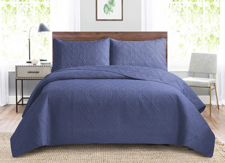 3pcs Luxury Quilted Microfiber Bedspread Coverlet Bedding Set