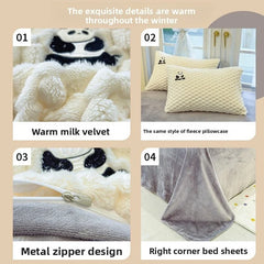 Winter Thicken Warm Duvet Cover Set Queen Bed Linens Set Milk Velvet Quilt Cover Bed Sheet Pillowcase 3/4pcs Luxury Bedding Set