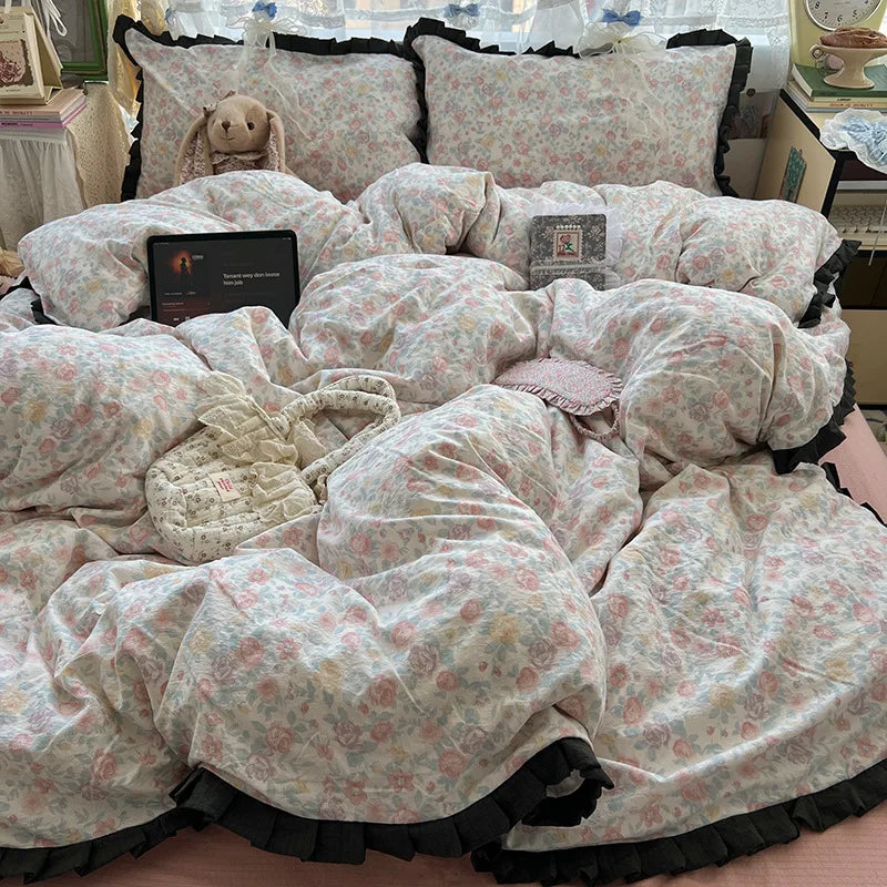 Korean Style Lace Ruffle Bedding Set