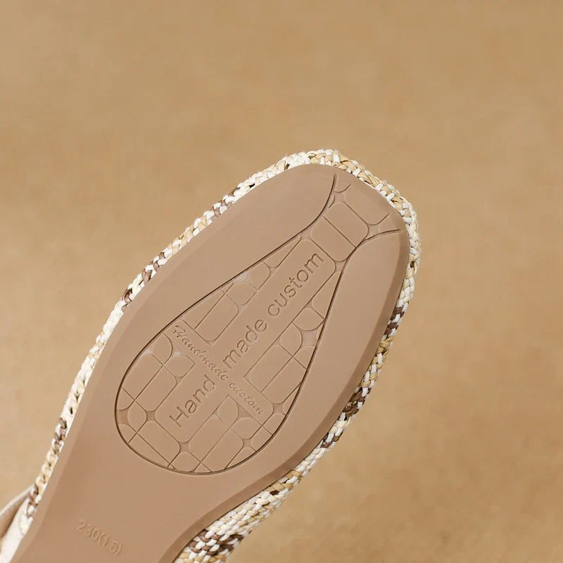 sheepskin woven low Heel