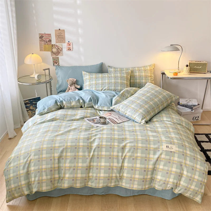 Spring 100% Cotton Duvet Cover Set Fashion Floral Printed Queen Bedding Set