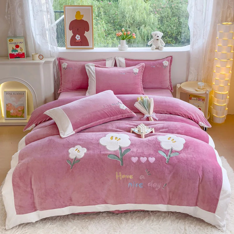 Winter Warm Velvet Bedding Set