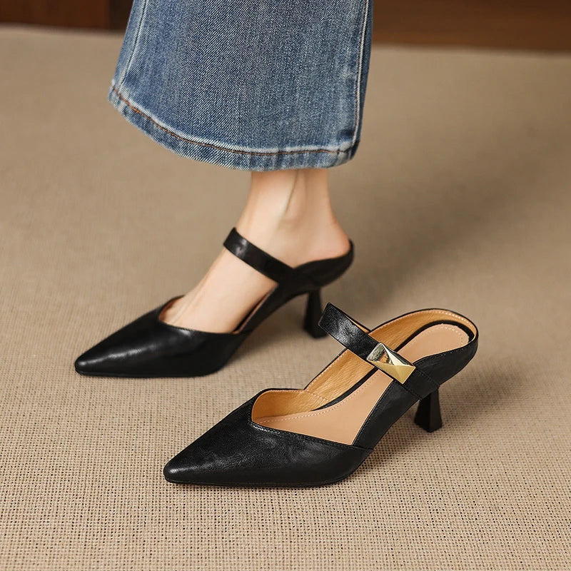 leather sheepskin metal accessories belt buckle high Heels