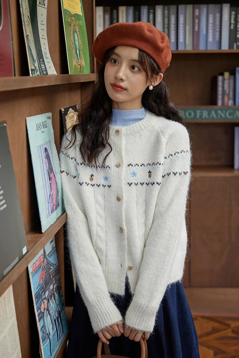 Lucia Cottagecore Cardigan with Embroidery