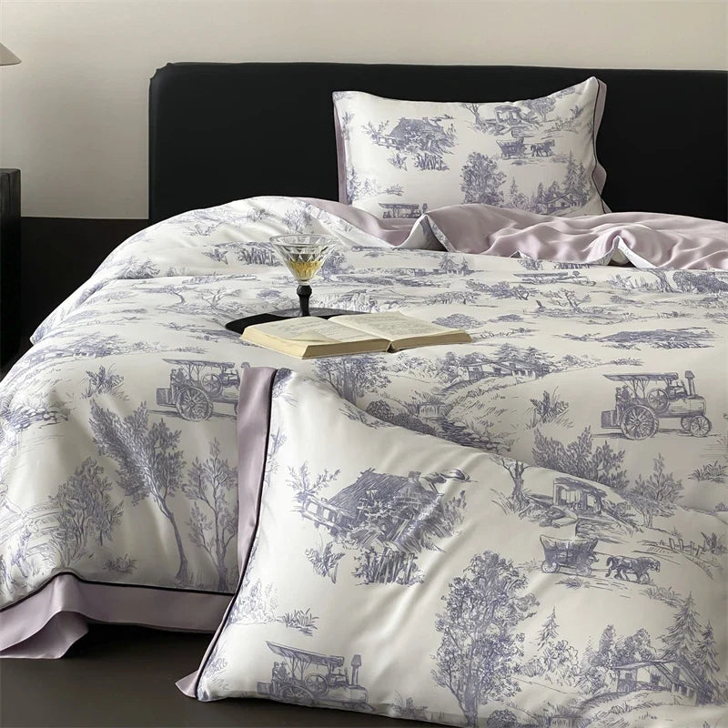 Luxury Organic Bamboo Soft Silky Printing Bedding Set