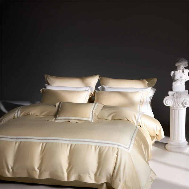 Luxury Embroidery 1000TC Lyocell Cotton Brushed Queen King Size Bedding Set