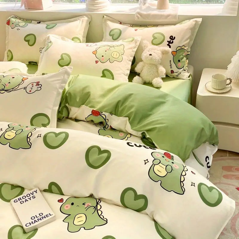 Cute Dog Duvet Cover Set Soft Kids Adult Twin Queen Size Girls Boys Flat Sheet Pillowcase Bedspread No Filler Bedding Set