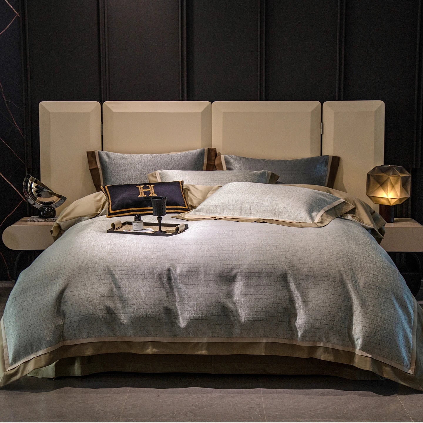 Satin Yarn-dyed Jacquard 1000TC Egyptian Cotton Soft Silky Luxury Bedding Set
